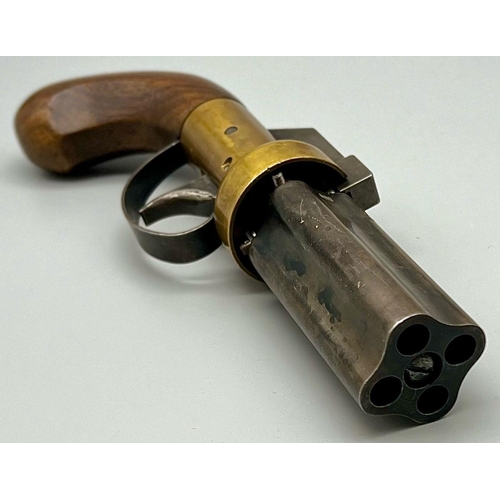 72 - An Antique Deactivated Percussion Black Powder Pepper-Box Pistol. Muzzle loading with a .32 calibre ... 