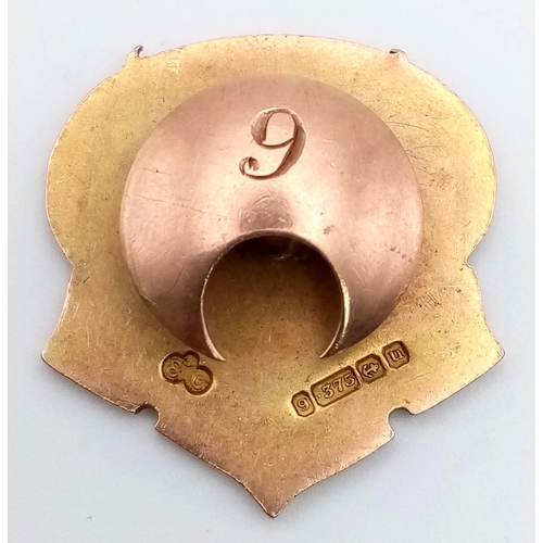 47 - A Solid 9K Yellow Gold Mann Egerton Employee Badge.
8.37g