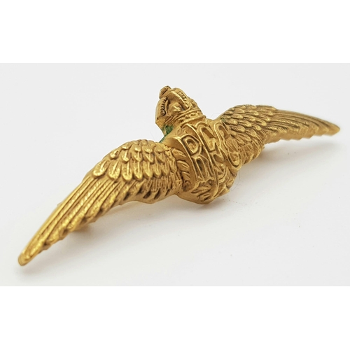 616 - WW1 British Thick Gold Plate Royal Flying Corps Small Pilots Wings for Lapel on Sweethearts.