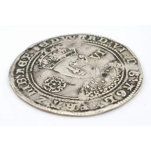 8 - A Rare Edward VI Silver Sixpence Coin. London mint. 1550-53. Please see photos for conditions.