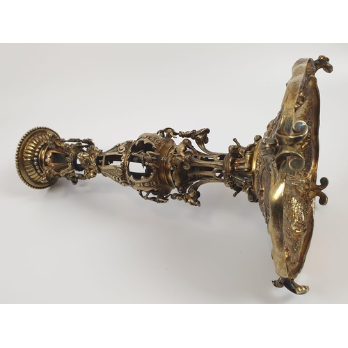 201 - Four extraordinary rare German antique (19th Century) silver gilt candelabra. Complex ornate and emb... 