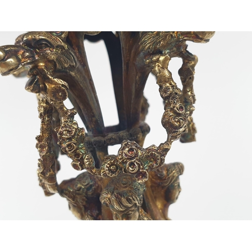 201 - Four extraordinary rare German antique (19th Century) silver gilt candelabra. Complex ornate and emb... 