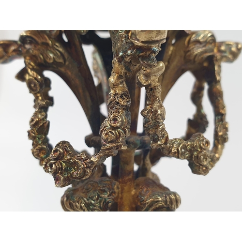 201 - Four extraordinary rare German antique (19th Century) silver gilt candelabra. Complex ornate and emb... 