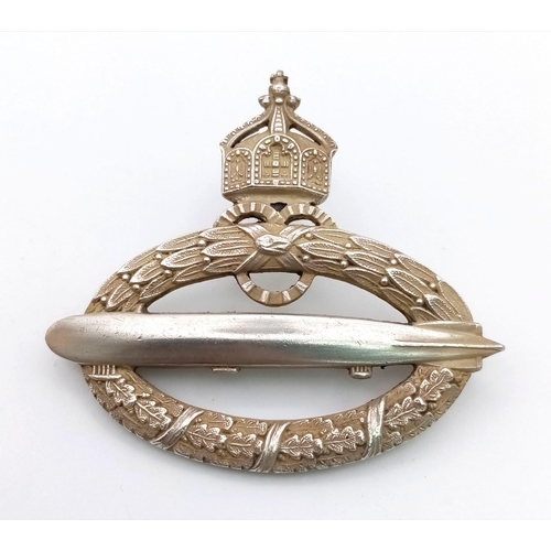 27 - WW1 Imperial German Silver Zeppelin Crew Badge. Awarded after the war to those who served with the N... 