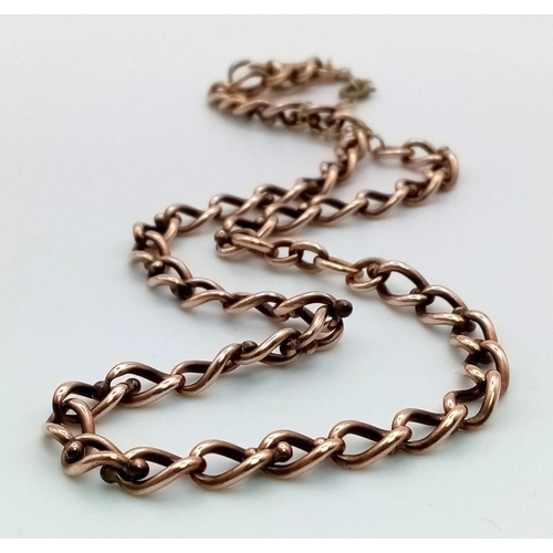 4 - A Vintage 9K Yellow Gold Pocket Watch Chain with Safety Attachment. 44cm. 26.87g