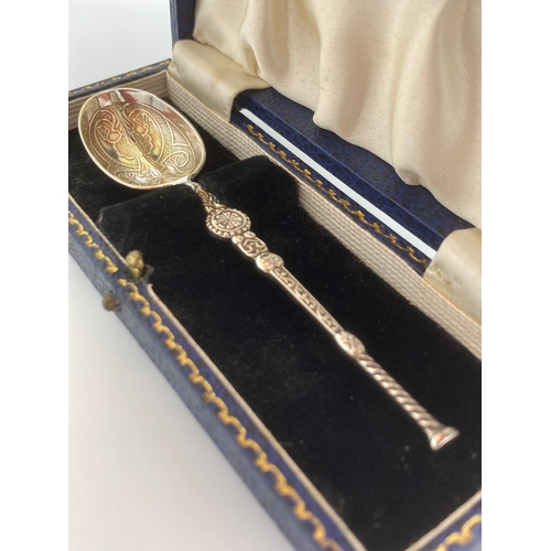 49 - Vintage SILVER ANOINTING SPOON commemorating the coronation of Queen Elizabeth II. Clear Hallmark fo... 