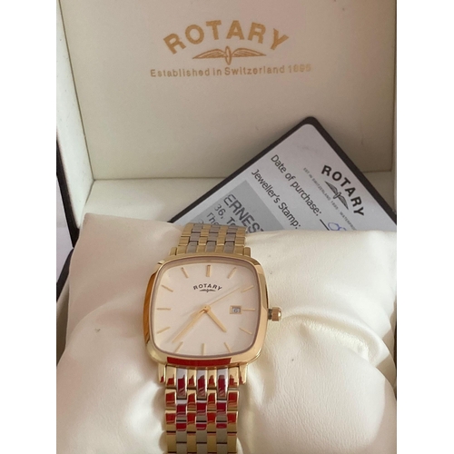 7 - Gentlemans ROTARY Quartz wristwatch. Gold plated square face model having Golden digits and hands, t... 