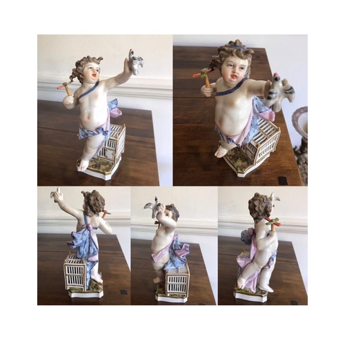 309 - Antique 19th Century 4 Pieces German Berlin Porcelain Cherub Figures Statue Figures.
Every one of th... 