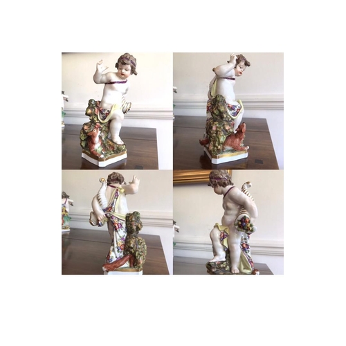 309 - Antique 19th Century 4 Pieces German Berlin Porcelain Cherub Figures Statue Figures.
Every one of th... 