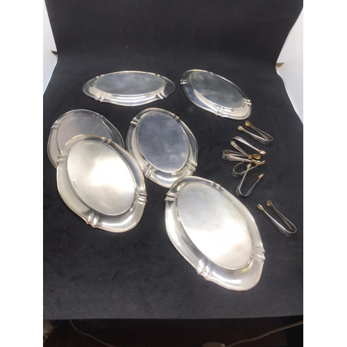 463 - Antique style hallmarked German solid silver set of six strawberry’s dish or tray with six gilt nip ... 