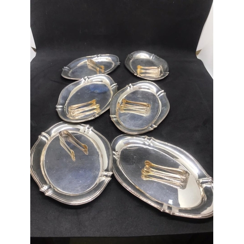 463 - Antique style hallmarked German solid silver set of six strawberry’s dish or tray with six gilt nip ... 