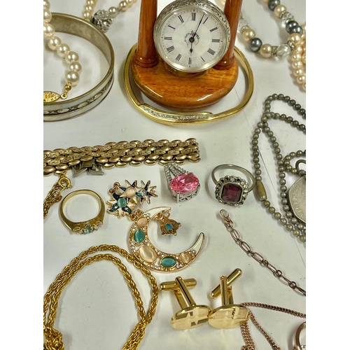 1206 - Antique silver pocket watch , cufflinks , necklaces etc