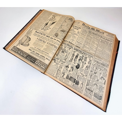 153 - A LARGE 60 X 45cms BOUND JORNAL CONTAINING ALL THE DAILY MAIL'S NWSPAPERS FROM JULY TO SEPTEMBER 191... 