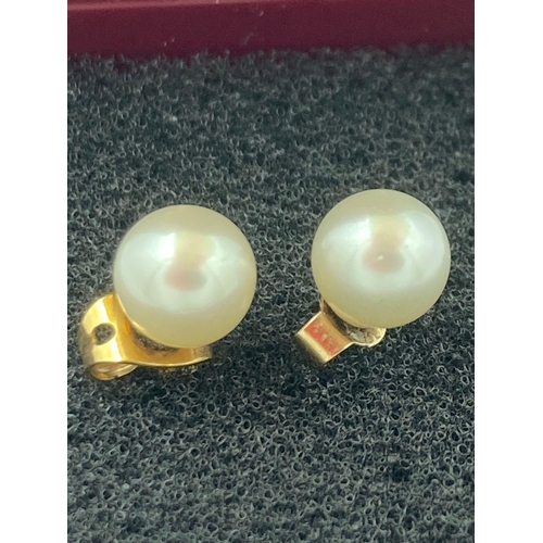 231 - Pair of 9 carat GOLD and PEARL EARRINGS complete with 9 carat GOLD BACKS.