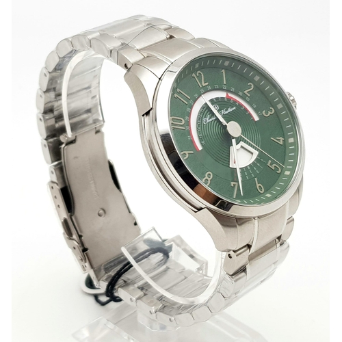 269 - A Charles Hutton Longbridge Watch. Stainless steel strap and case - 42mm. Green dial. As new, with l... 