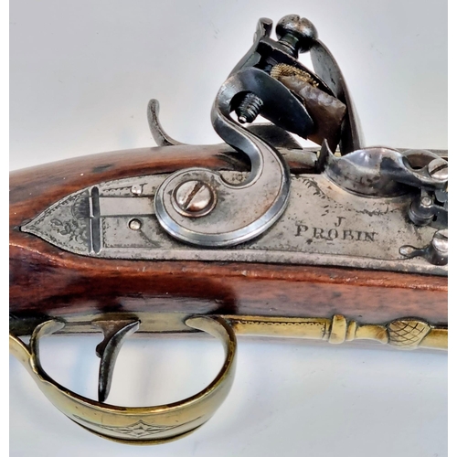 116 - An 18th Century J.Probin Blunderbuss Shotgun. This brass-barrelled masterpiece has a folding bayonet... 