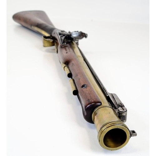 116 - An 18th Century J.Probin Blunderbuss Shotgun. This brass-barrelled masterpiece has a folding bayonet... 