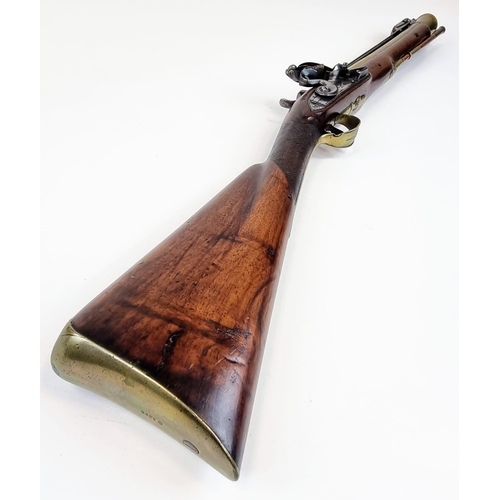 116 - An 18th Century J.Probin Blunderbuss Shotgun. This brass-barrelled masterpiece has a folding bayonet... 