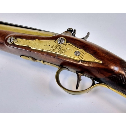 116 - An 18th Century J.Probin Blunderbuss Shotgun. This brass-barrelled masterpiece has a folding bayonet... 