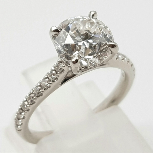 416 - A FABULOUS 2CT BRILLIANT CUT DIAMOND SOLITAIRE RING SET IN 950 PLATINUM WITHGIA CERTIFICATE.  4.7gms... 