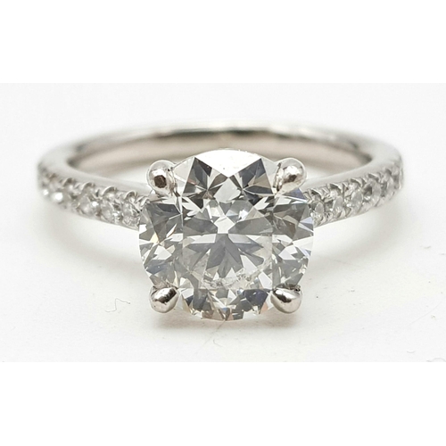 416 - A FABULOUS 2CT BRILLIANT CUT DIAMOND SOLITAIRE RING SET IN 950 PLATINUM WITHGIA CERTIFICATE.  4.7gms... 