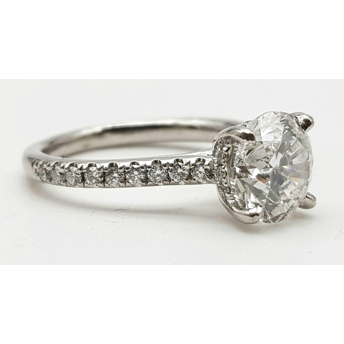 416 - A FABULOUS 2CT BRILLIANT CUT DIAMOND SOLITAIRE RING SET IN 950 PLATINUM WITHGIA CERTIFICATE.  4.7gms... 