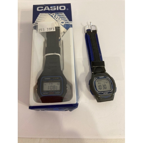 539 - 2 x CASIO WATCHES . New in box CASIO F 91W alarm chronograph multi function wristwatch with rubber d... 