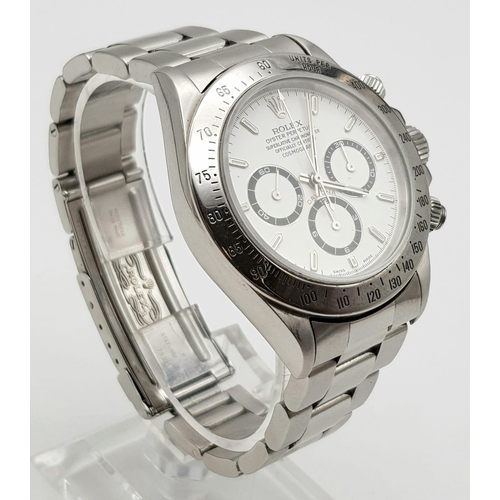 57 - A ROLEX DAYTONA IN THE BEST COLOUR COMBINATION , WHITE FACE WITH 3 SUB DIALS, VERY NICE CONDITION  4... 