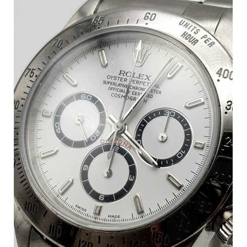 57 - A ROLEX DAYTONA IN THE BEST COLOUR COMBINATION , WHITE FACE WITH 3 SUB DIALS, VERY NICE CONDITION  4... 