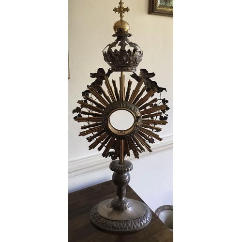 607 - Antique Continental Solid Silver Monstrances With Cross on Crown & Cherubs.
Size

Height. :::: 63.3 ... 