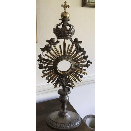 607 - Antique Continental Solid Silver Monstrances With Cross on Crown & Cherubs.
Size

Height. :::: 63.3 ... 