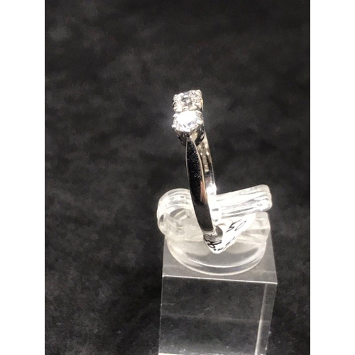 61 - 18ct gold three diamonds ring of one carat diamonds in total and hallmarked for Sheffield with maker... 