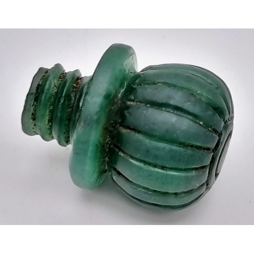 11 - An Exquisite Antique Russian Green Jade Swan Perfume Bottle. 12 x 8cm.