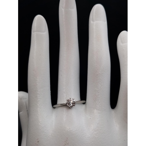 220 - A single stone solitaire ring set in 18ct white gold with a classic rex collet, circa 1980's, ring s... 