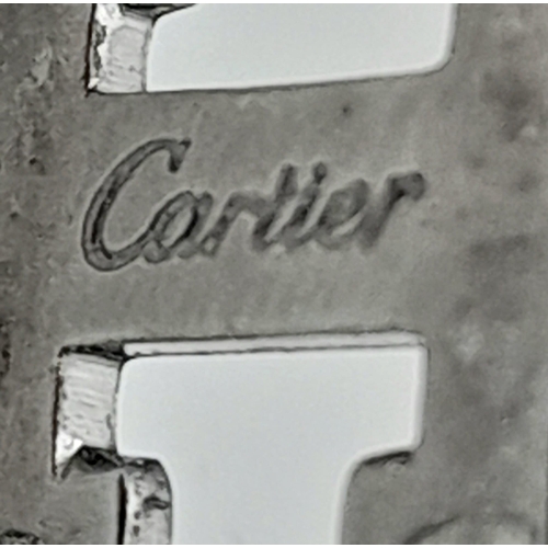 326 - THE FAMOUS CARTIER TANK WATCH ON A STAINLESS STEEL STRAP WITH ROMAN NUMERALS AND SAPPHIRE CROWN.   2... 