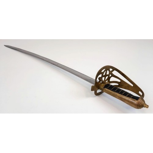 277 - Vintage Issued Cavalry Sabre, Brass and Leather Grip 1 metre length.