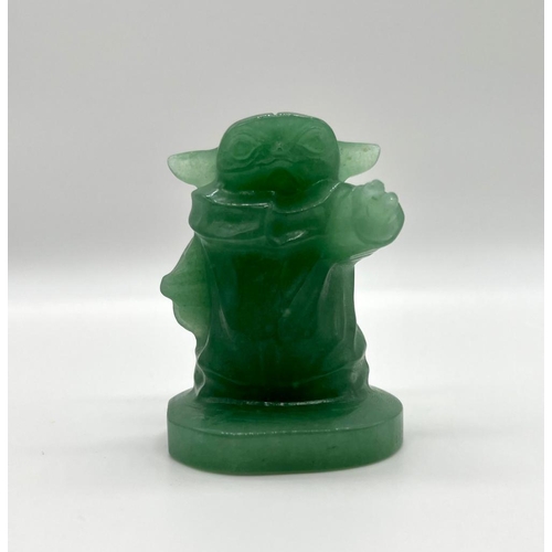 194 - A Hand-Carved Green Aventurine Yoda Quartz Crystal Figure. 6cm tall.