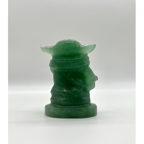 194 - A Hand-Carved Green Aventurine Yoda Quartz Crystal Figure. 6cm tall.