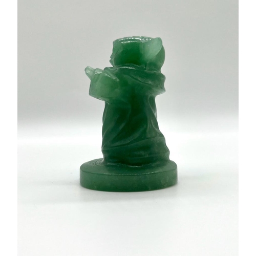 194 - A Hand-Carved Green Aventurine Yoda Quartz Crystal Figure. 6cm tall.