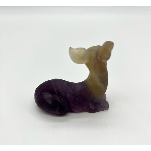 482 - A Rainbow Flourite Crystal Deer Figure. 5 x 5.5cm.