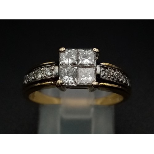 310 - An 18 K yellow gold ring with a diamond cluster (0.75 carats). Size: O, weight: 4.8 g.