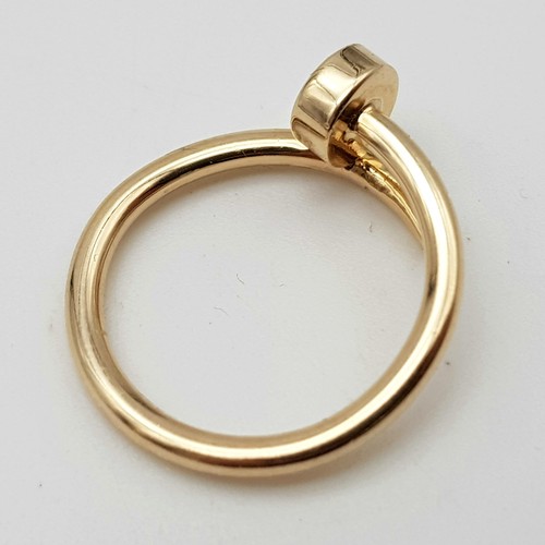 452 - A 9 K yellow gold nail ring. Size: K, weight:  3 g.