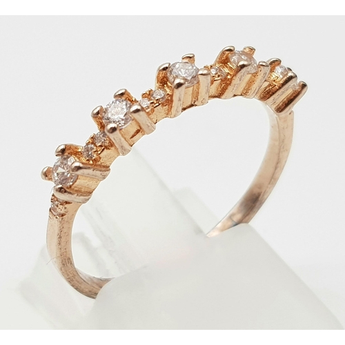 212 - A sterling silver with rose gold vermeil, stone set ring. Size: P, weight: 1.8 g.