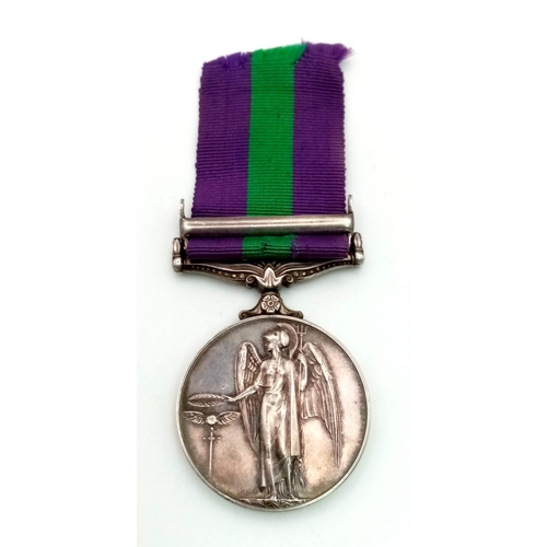 468 - A General Service Medal 1918 (EIIR 1st type obverse) with clasp MALAYA. Named to 22265990 Cpl A Moul... 