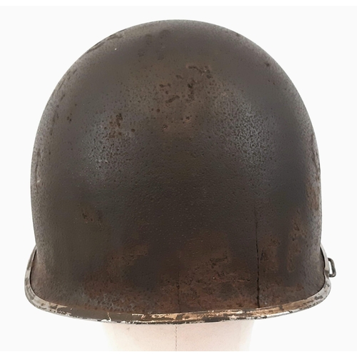 151 - WW2 US 8th Infantry Division Swivel Bale M1 Helmet with Westinghouse Liner.