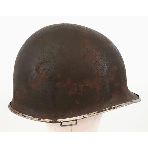 151 - WW2 US 8th Infantry Division Swivel Bale M1 Helmet with Westinghouse Liner.