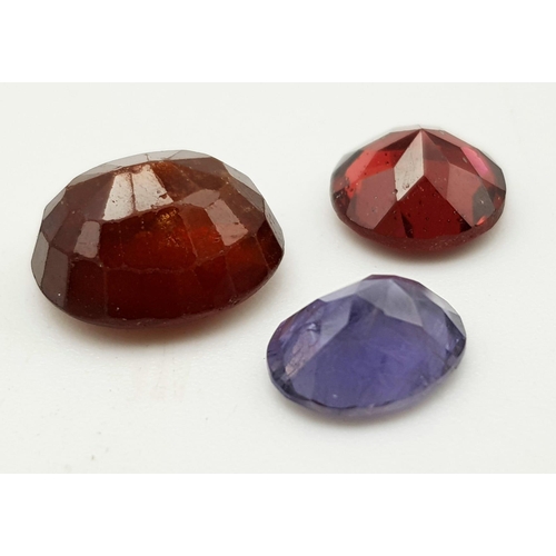 418 - Lot of 3 Gemstones - 5.84 Ct Mixed Cut Hessonite Garnet, 2.54 Ct Mixed Cut Almandine Garnet & 1.45 C... 