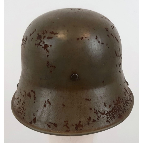 83 - WW1 German Model 1917 Stahlhelm Helmet with Original Green Paint.