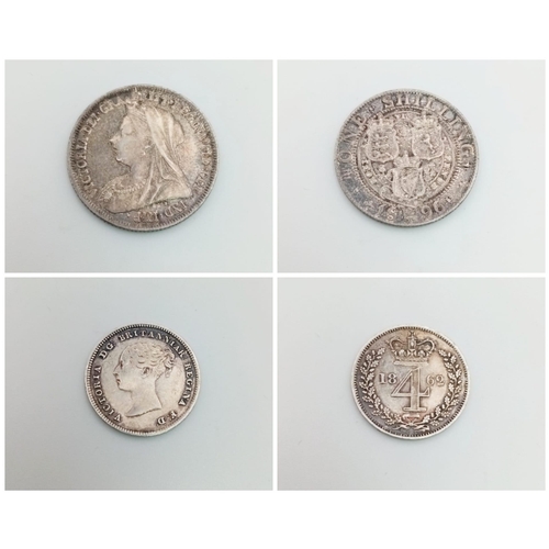 215 - A Queen Victoria 1896 Silver Shilling and an 1862 Silver Maundy Four pence coin.