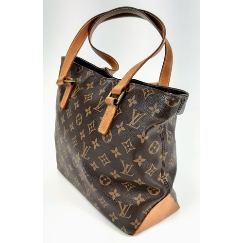 248 - A Louis Vuitton Cabas Piano in Brown Coated Canvas Bag. Leather strap. Cloth interior with zip pocke... 